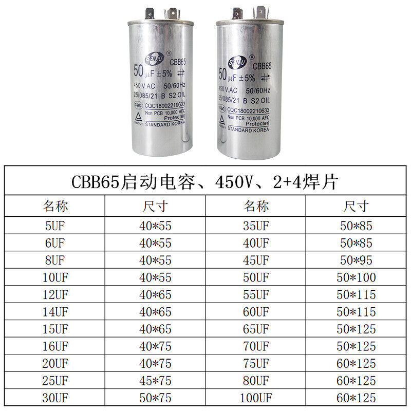 CBB65 450V 45 uF 45UF 45MFD Air conditioner Compressor Capacitor ±5 %