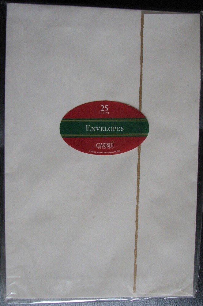 NEW, GARTNER IVORY WITH GOLD DECKLE EDGE ENVELOPES, 25 COUNT