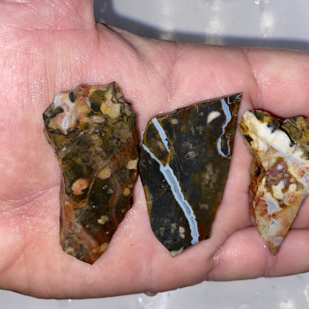 4 Pc Lot Rainbow Flint Slabs 3.51 Oz