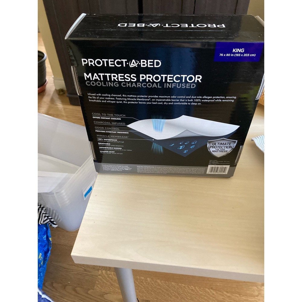 Mattress protector charcoal infused king new