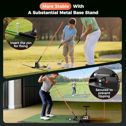 Golf Alignment Sticks Holder, Golf Training Aid with Alignment Sticks &