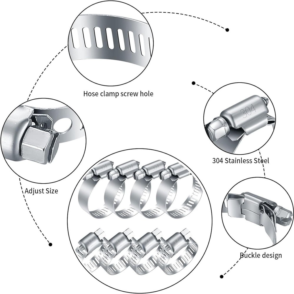 STAINLESS Steel Hose Clamp Kit 20PCS