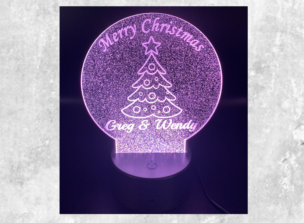 Christmas LED Light - Custom Snow Effect Glitter Acrylic