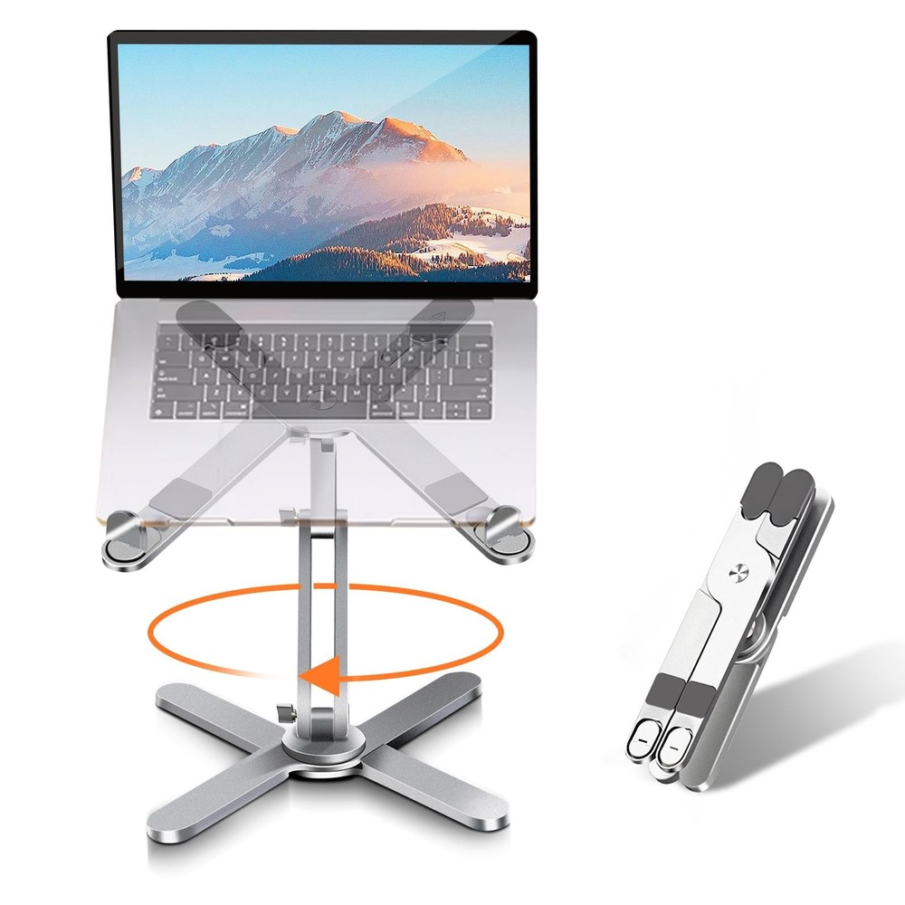 Moallia Laptop Stand with 360 Rotating Base, Computer Notebook Silver