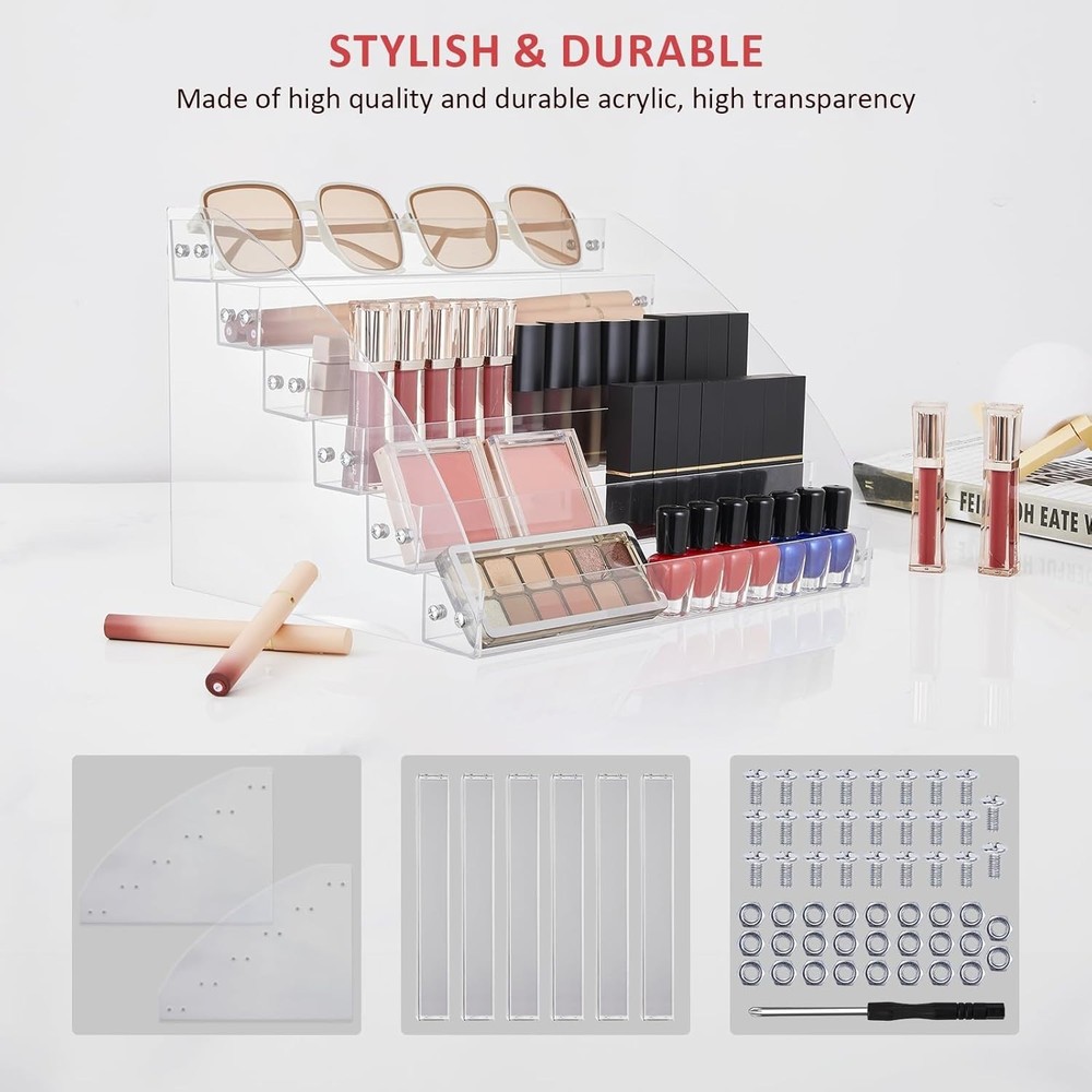 Nail Polish Organizer Rack Acrylic Storage Display 6 Layers for Cosmetics