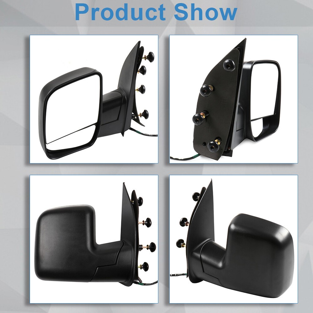 Pair Power Manual Fold Black Surface Mirrors For 2003-2014 Ford Econoline