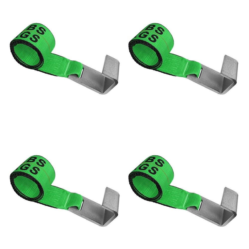 USA 4 Pack 4" x 5' Roll Off Container Winch Strap w/ Flat Hook 5400 LBS GREEN