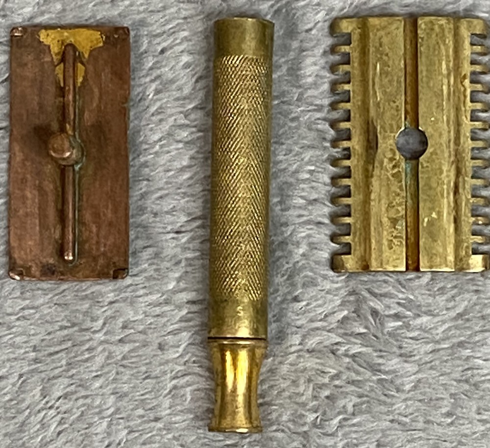 Vintage SCHICK Brass Safety Razor Handle