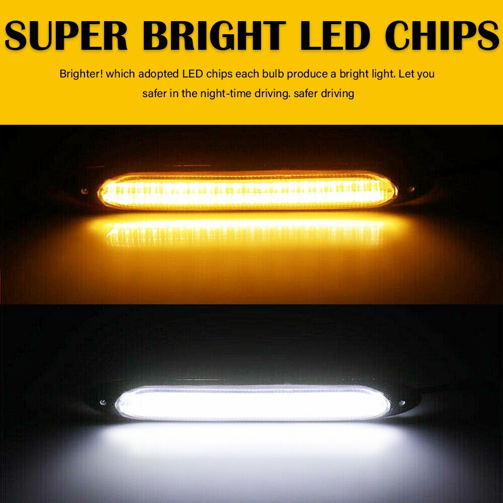 2pcs DRL Headlight Strip LED Light Daytime Running Sequential Turn Signal Lamp
