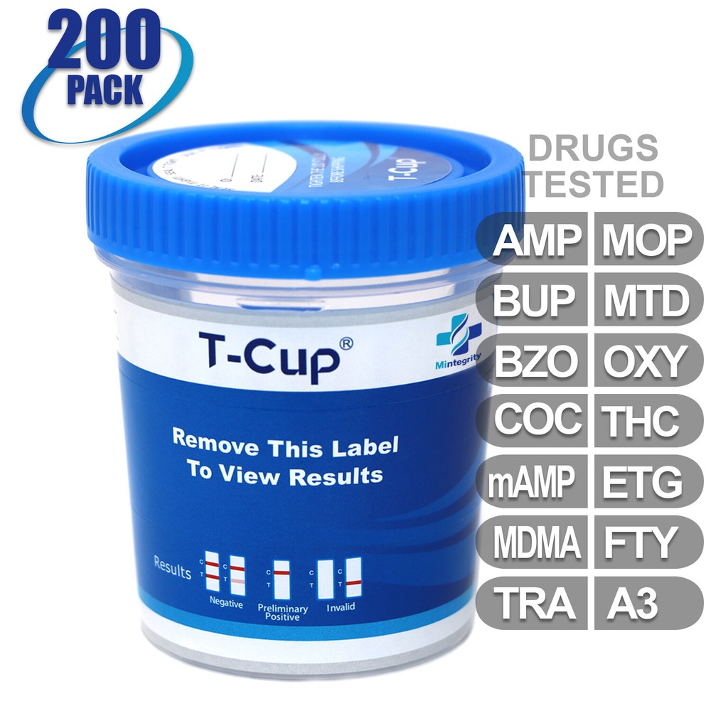 NEW Mintegrity Drug Test 13-Panel T-Cup Home Kit 200-Pack #MI-TDOA-7135A3EFT