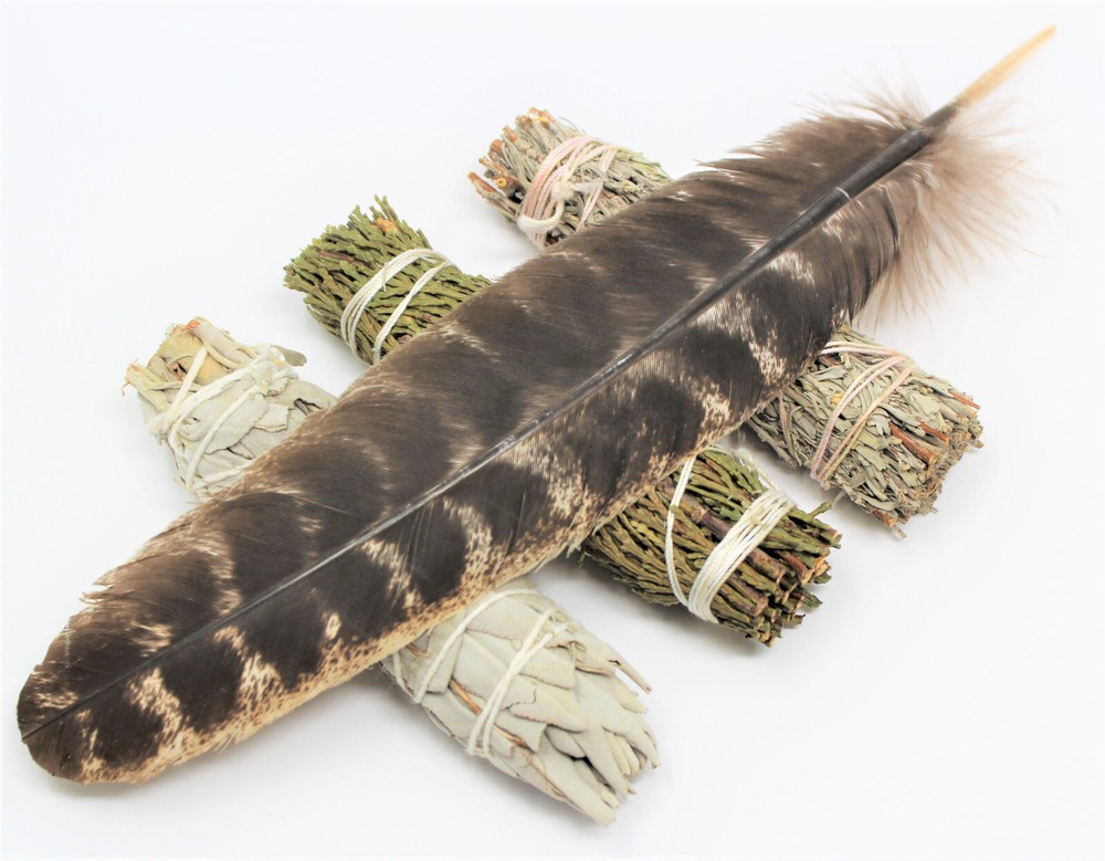 Smudge 3 Stick SAMPLER:  White Sage, Blue Sage, & Cedar & Smudging Feather!