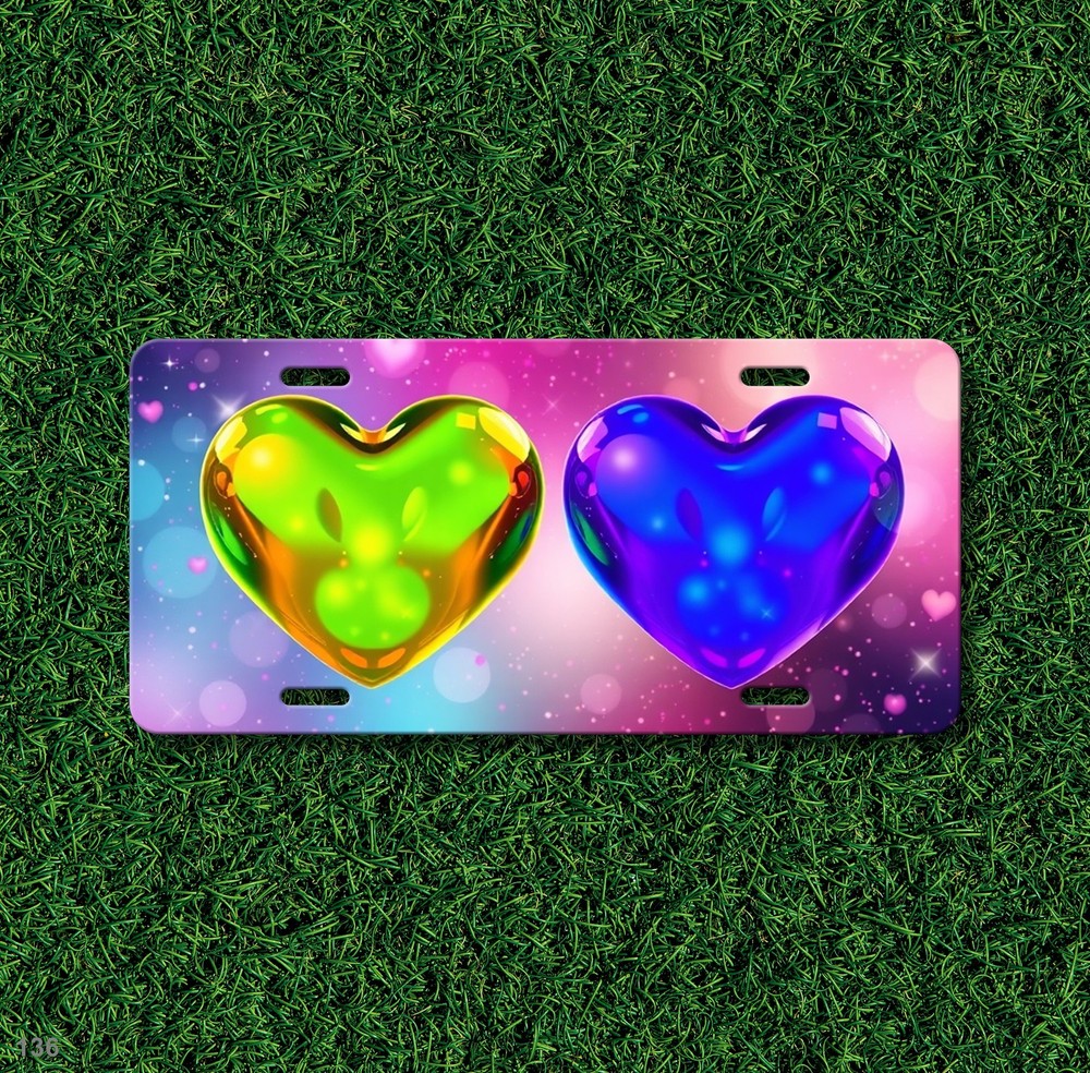 Vibrant Hearts License Plate Personalized Car Tag Unique Gift