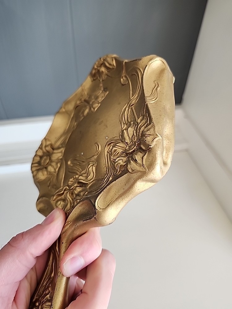 Art Nouveau Handheld Vintage Mirror (Chipped)