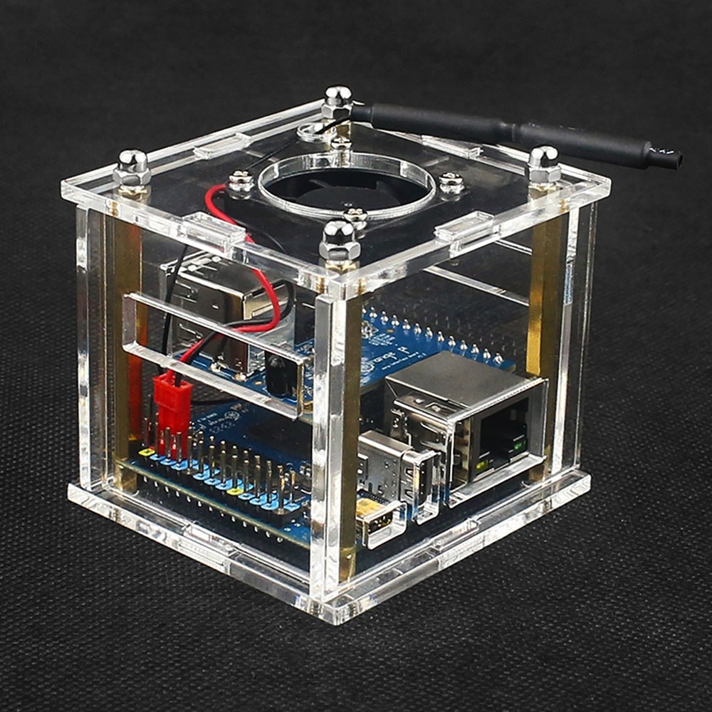 Acrylic Enclosure Clear Shell Case W/ Cooling Fan For Orange Pi Zero 3 Accessory