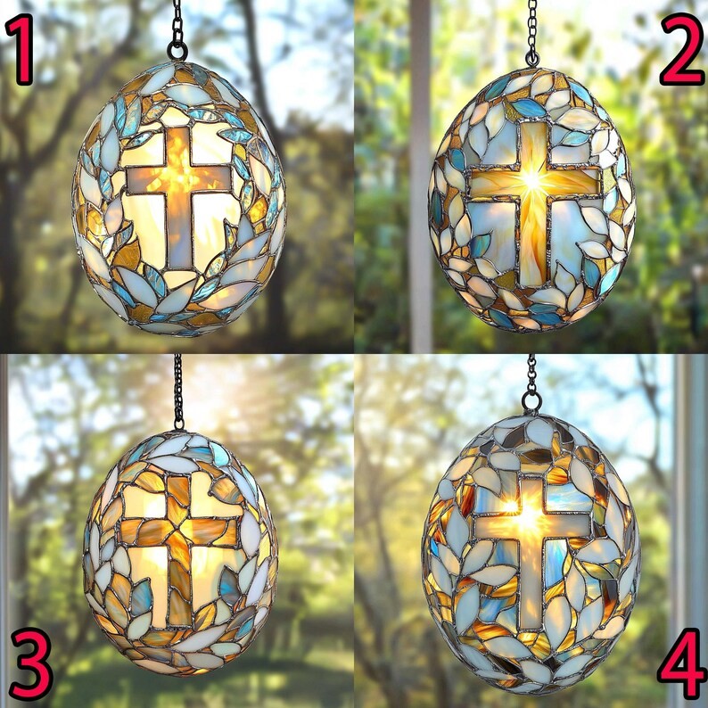 Cross Leaf Acrylic Suncatcher Easter Window Decor