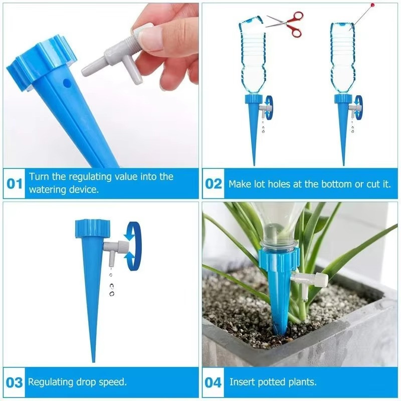 12Pcs Self Watering Spikes Automatic Irrigation Watering Drip System for Plants