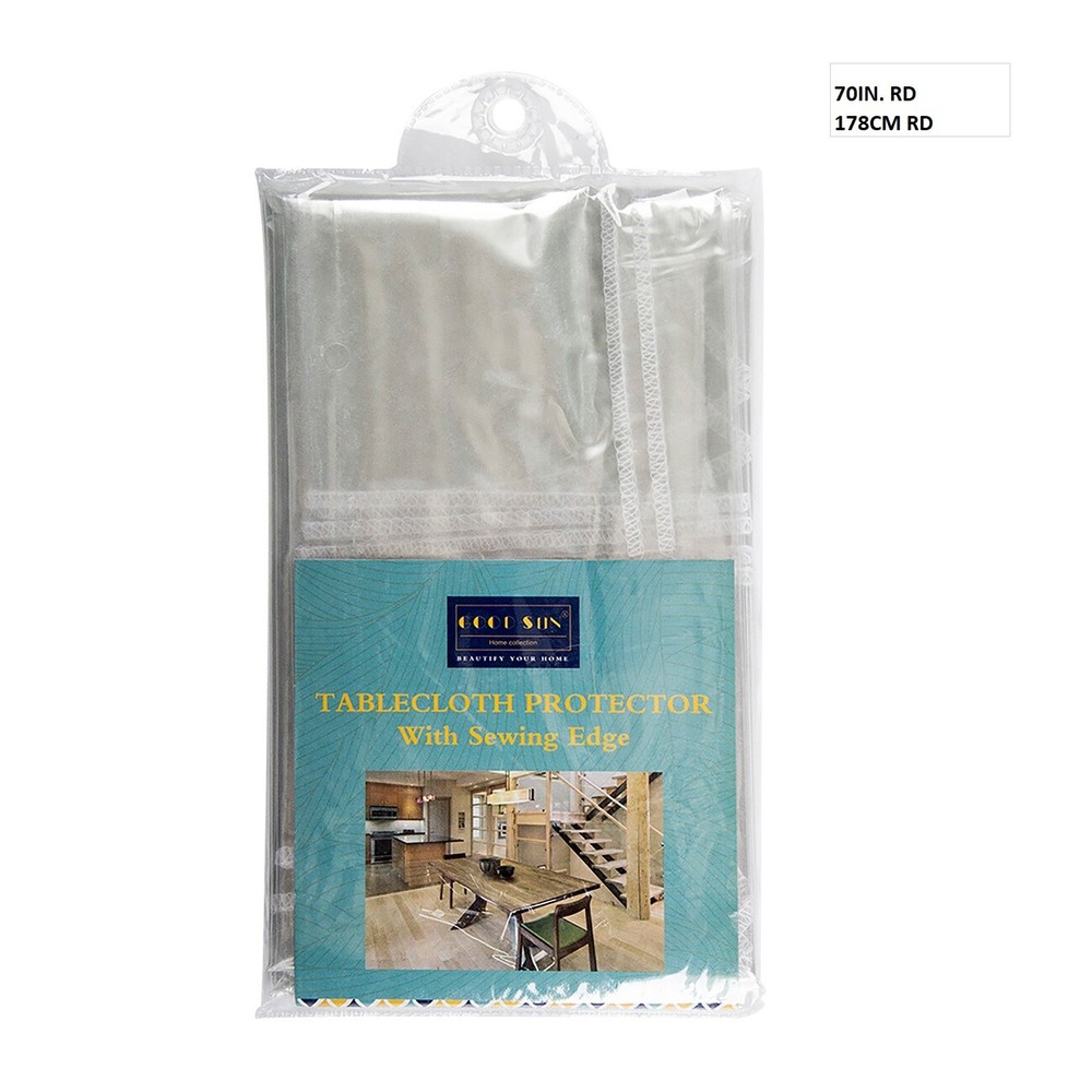 ROUND 70" - Crystal Clear Plastic Table Protector Tablecloth Vinyl Table Cover