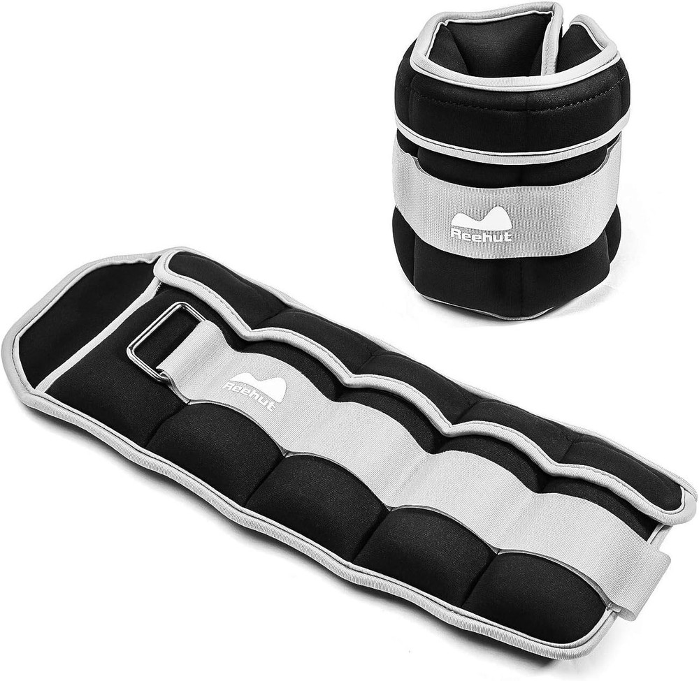 Ankle & Wrist Weights Set 5 lbs each (10-lb pair) Fully Adjustable Gray
