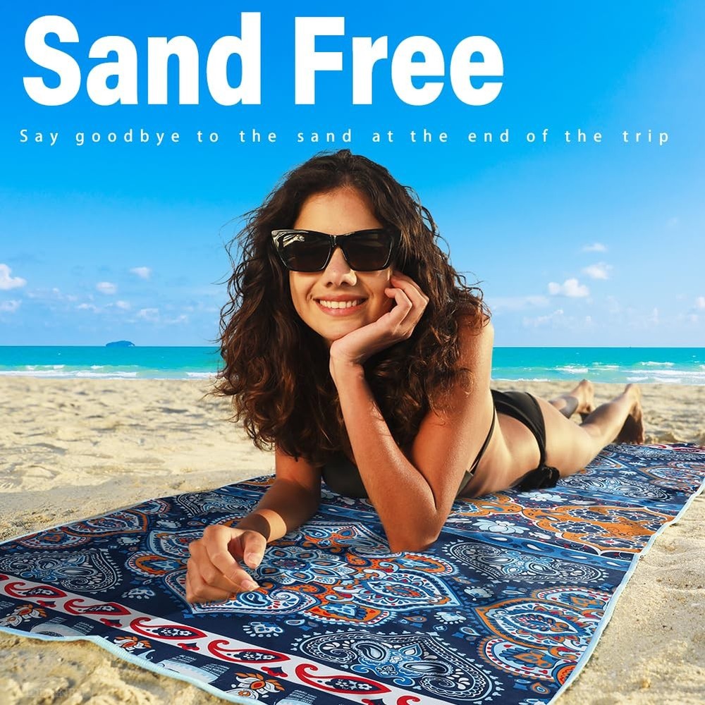 2 Pack Microfiber Lightweight Beach Towel Sand Free Quick Dry Absorbent Thin ...