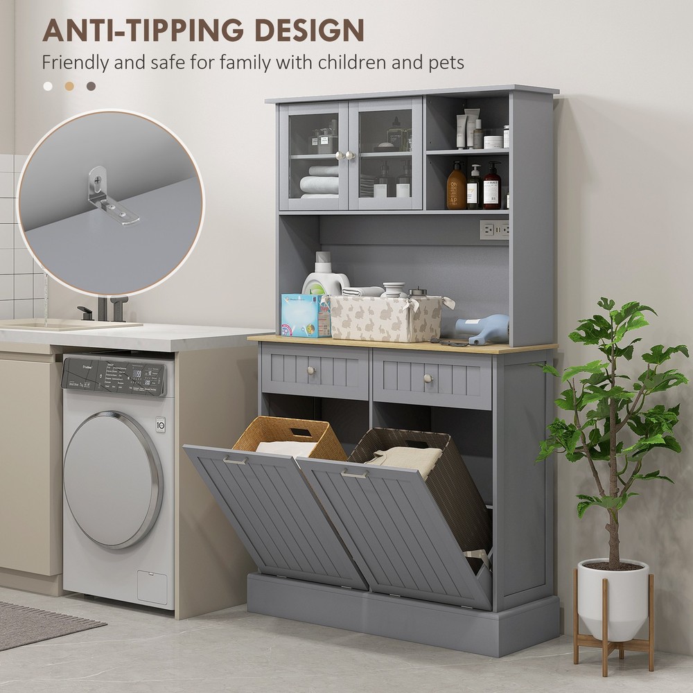 68" Kitchen Pantry Storage Cabinet with Charging Station