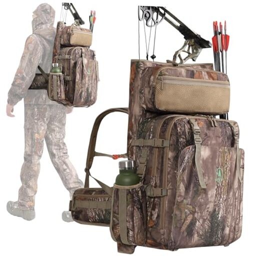 Bow Hunting Backpack 3.0 for Men, Saddle Camo backpack with Bow Holder,