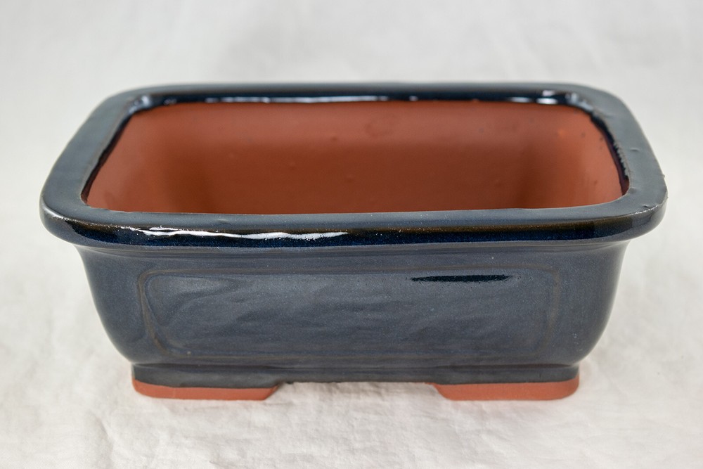 Rectangular Cactus & Succulent, Bonsai Pot 8"x 6"x 3" w/Mesh - Navy Blue Glazed