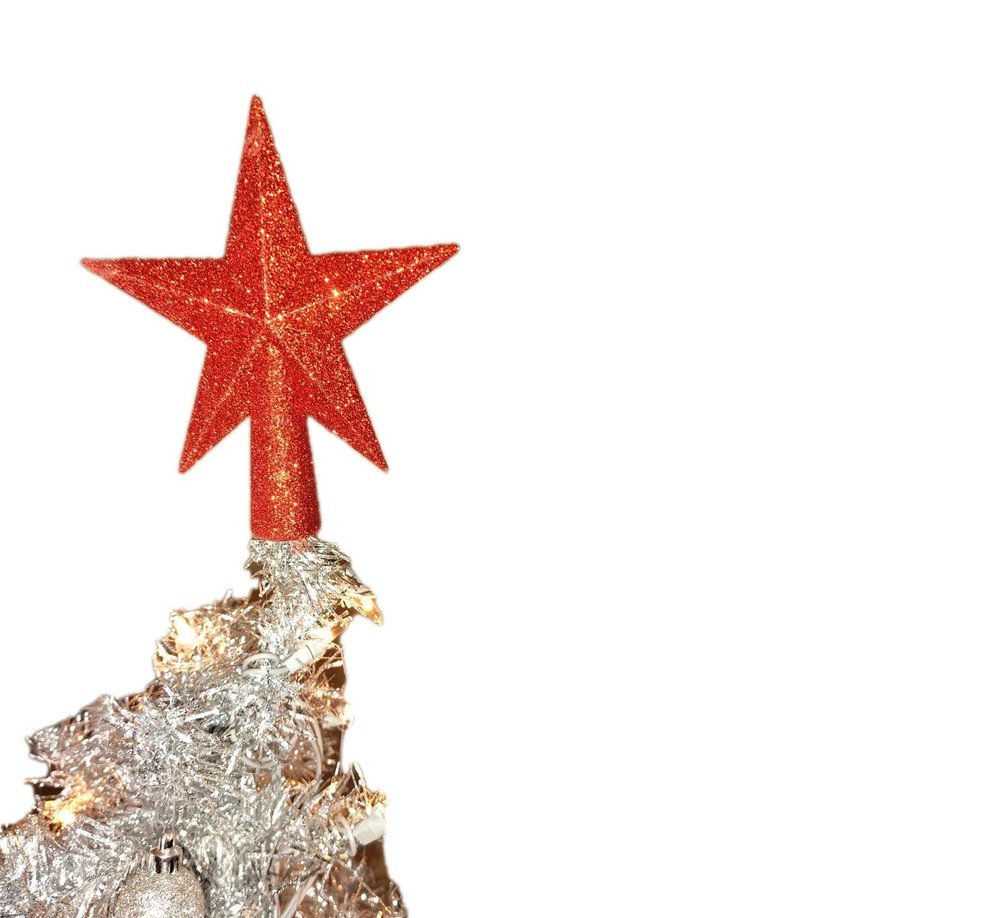3.5 Ft. Silver Pre-lit Tinsel Christmas Tree With Ornaments