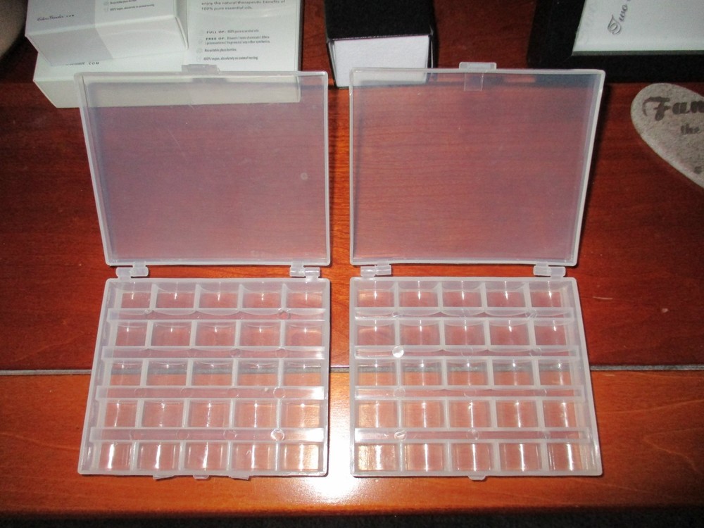 Sewing Bobbins Storage Cases (x 2) 2 Pack 25 Slots Each Empty Bobbin Box