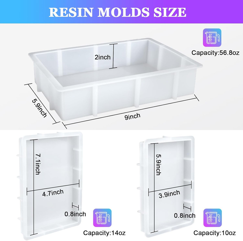 Large Rectangular Resin Molds, Epoxy Resin Casting Deep Silicone Mold, Large Mol