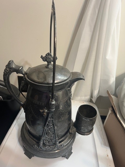 Vintage Silver Plated Tilting Pitcher with cup