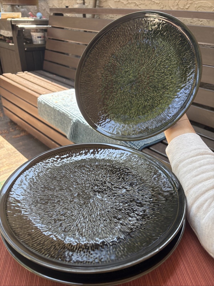 3 Sango Spectrum Black Dinner Plates