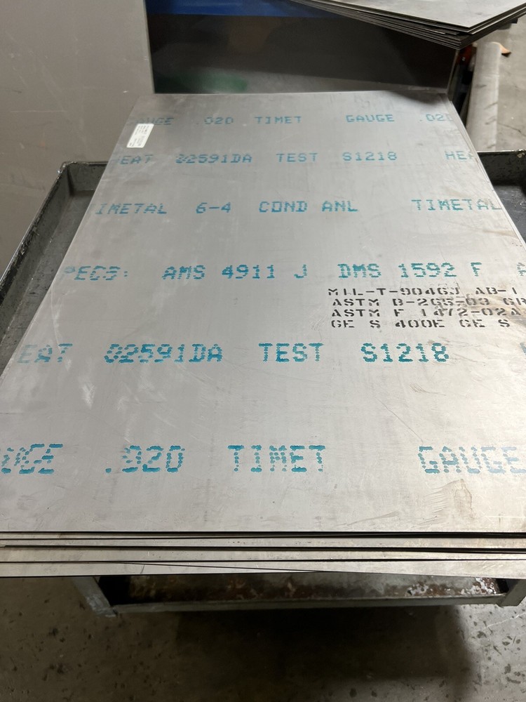 Titanium Plate 6AL4V 20" x 36" x .020"