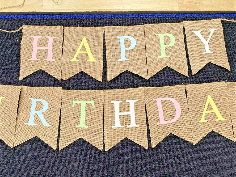 Happy Birthday Hessian Bunting Banner