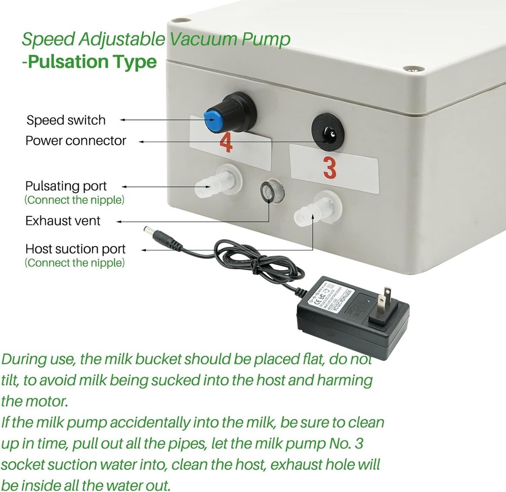 Cow Milking Machine Milker Electric Automatic Portable Adjustable Vacuum Pump