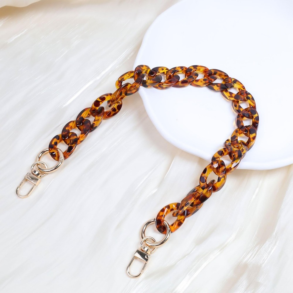 Quluxe Thick Resin Purse Bag Handle Shoulder Strap Replacement 15" Oval Leopard
