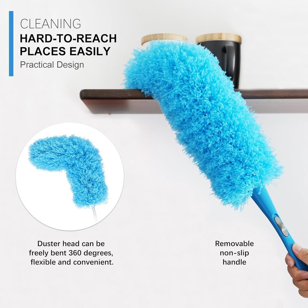 Rainbow 24" Static Duster - 2 Washable Bendable Microfiber Heads for Home Office