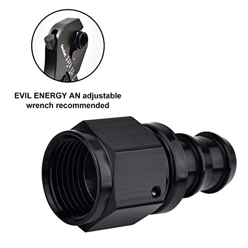 Push Lock Hose Fitting End Black 2PCS 6AN Straight
