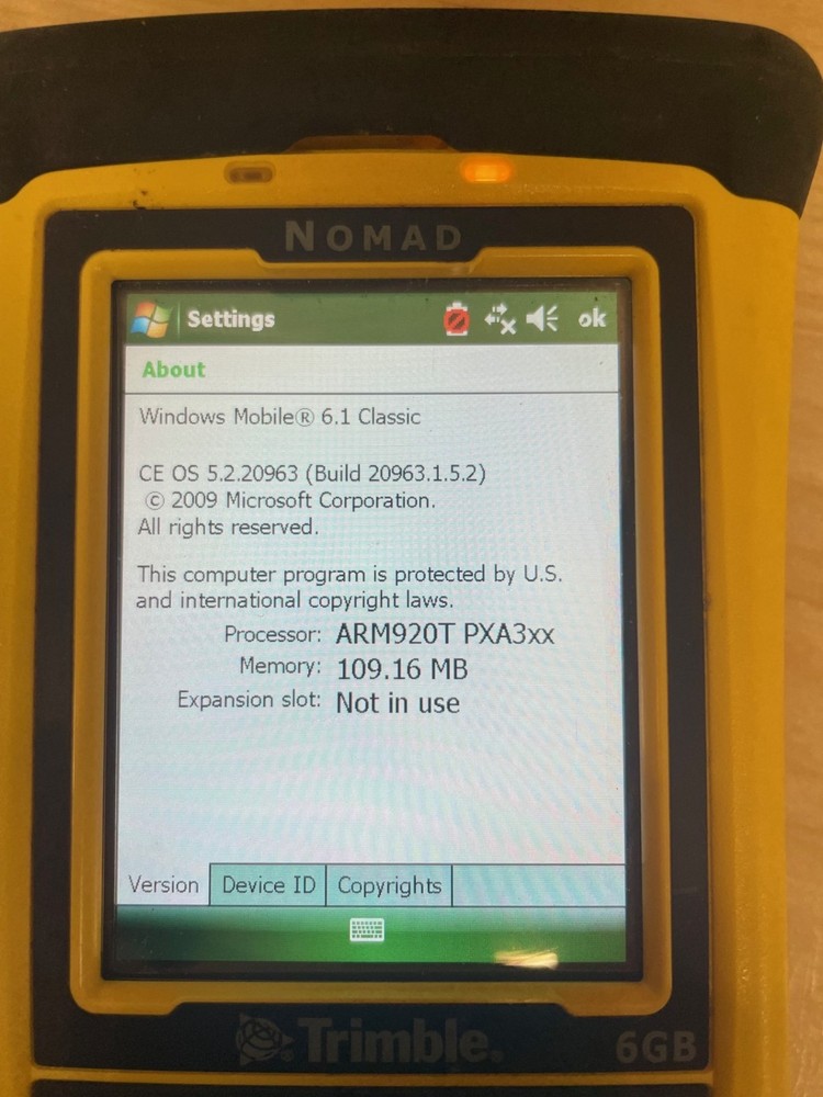 Trimble Nomad 900GLC Data Collector Rugged Handheld w/Terrasync 5.85 software