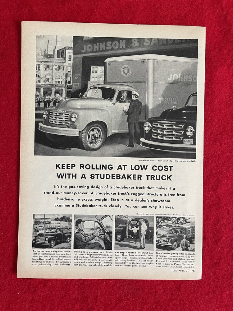 Vintage 1952 Print Ad Studebaker Trucks Advertisement