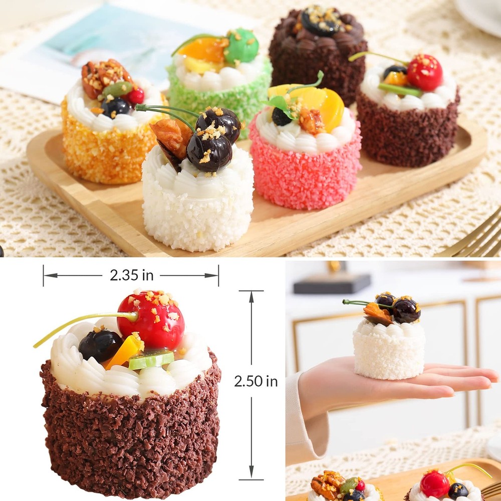 Joeabor 6 Pack Fake Cupcakes, Artificial Cupcakes for Display, Multi Color