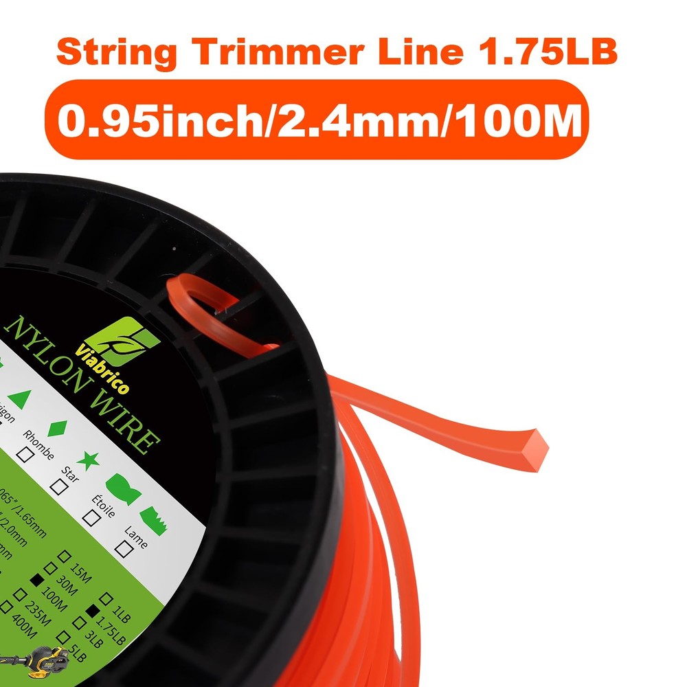 String Trimmer Line Square Orange Heavy Duty Weed Eater String Premium Nylon U