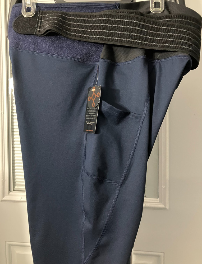 NWT 3X TOMMIE COPPER NVY BLUE ADJUSTABLE BACK SUPPORT LEGGINGS PULL ON PANTS HS3