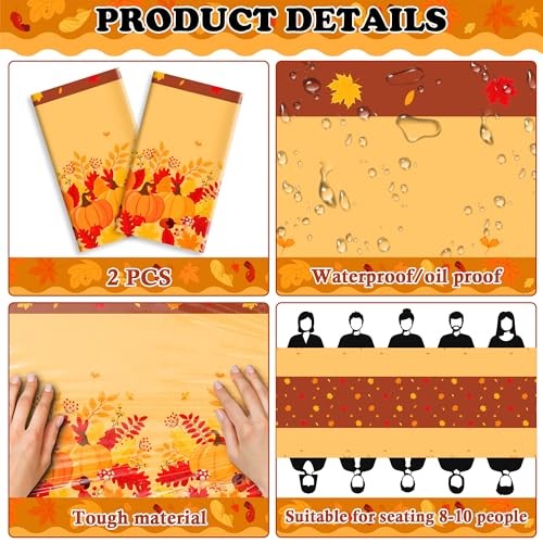 OHOME Fall Decorations for Home - Plastic Fall Tablecloth for Orange