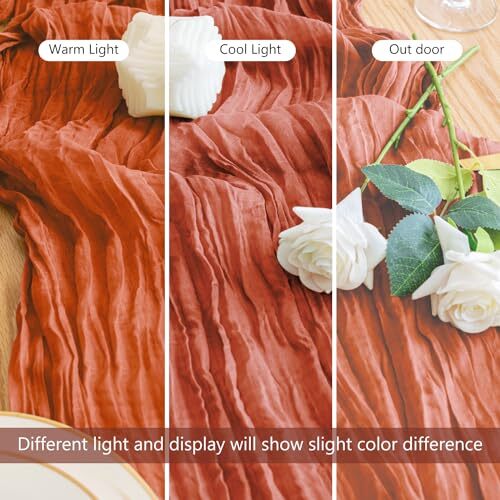 2PCS Table Runner Fall Cheesecloth 10FT Boho Gauze Cheese 2 Pack Terracotta