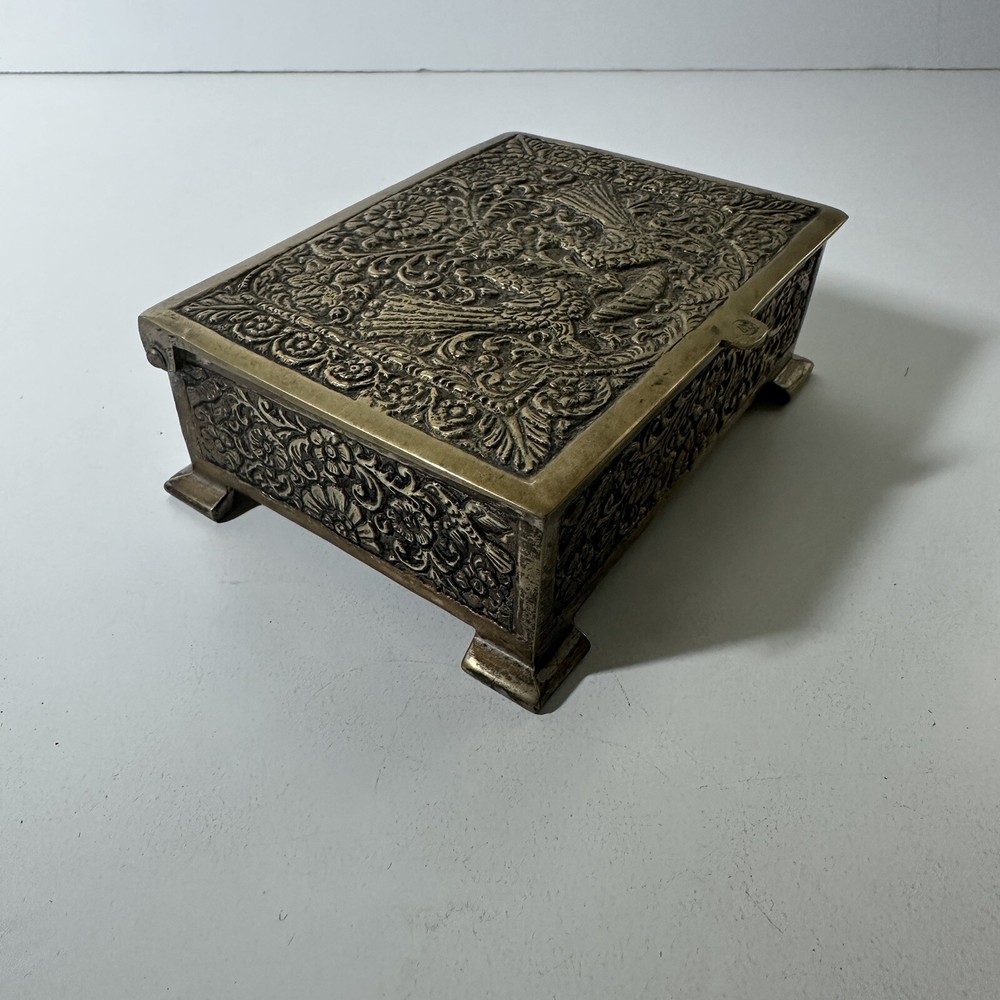 Vintage Brass Engraved Cigarette Box Case