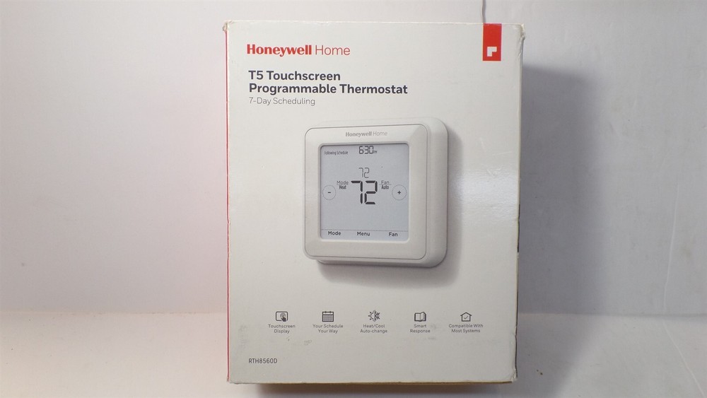 HONEYWELL HOME RTH8560D T5 7-DAY PROGRAMMABLE THERMOSTAT TOUCHSCREEN DISPLAY