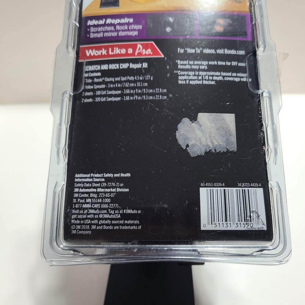 3M Bondo Scratch & Rock Chip Repair Kit. Paintable • Permanent • Non-Shrinking.