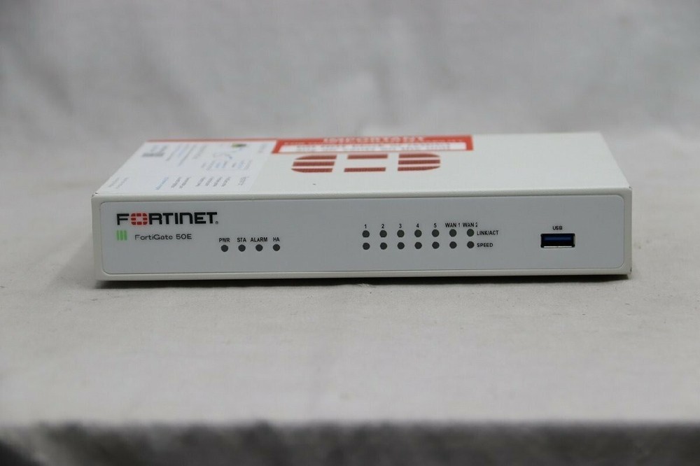 Fortinet Fortigate-50E Network Security Firewall Initialized FG-50E w/Adapter