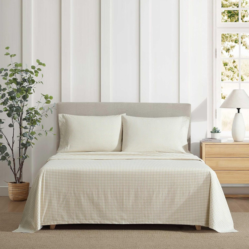 - Sheet Set, Cotton Percale Bedding with Matching Pillowcase, Crisp & Breathable