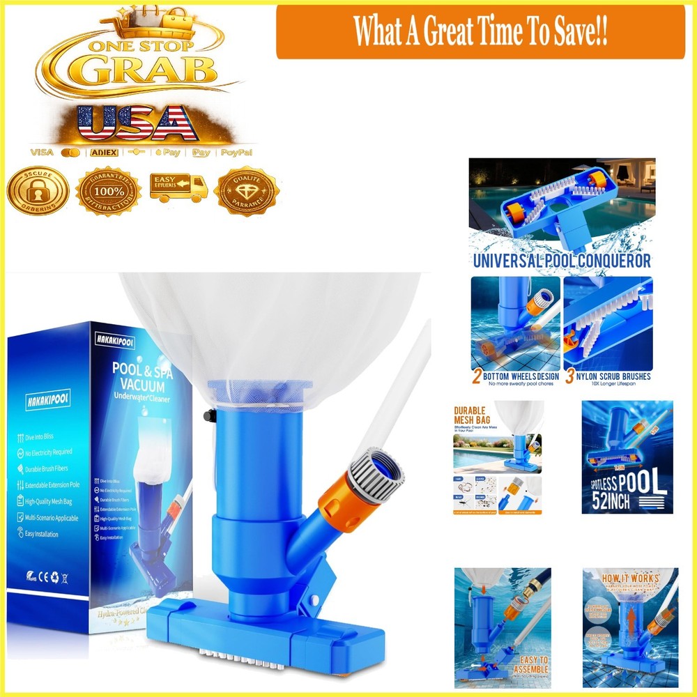 Pool Vacuum Cleaner with Telescopic Pole & Brushes for Above Ground Pool